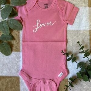 Pink 'Lover' Baby Onesie